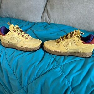 Nike Women’s Yellow Suede Low-Top Sneakers with Maroon and Purple Accents size 9